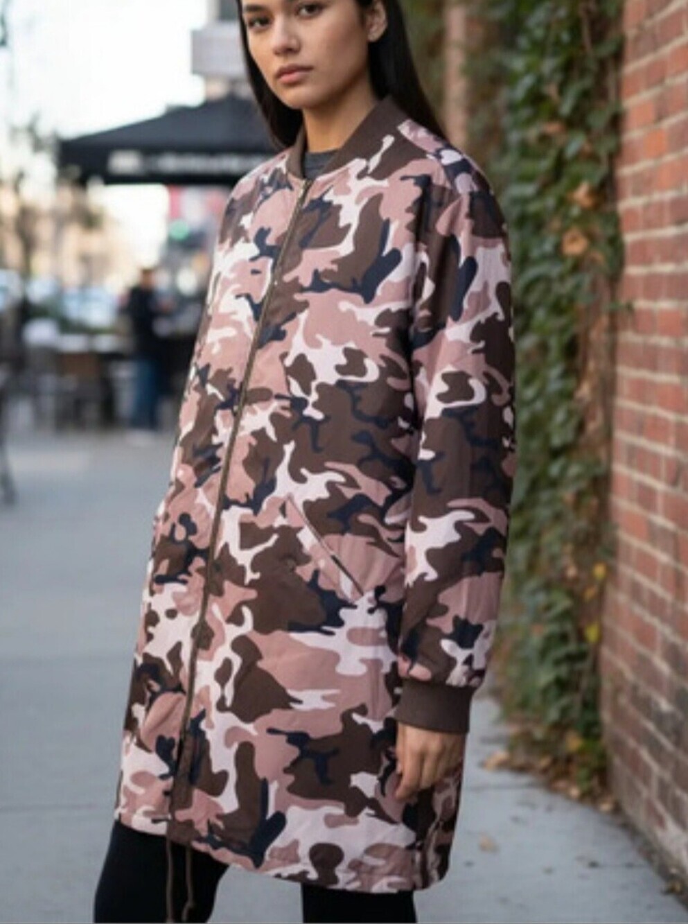 Love Tree Light & Dark Brown Camo Lined Bomber